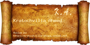Kratochvilla Ahmed névjegykártya